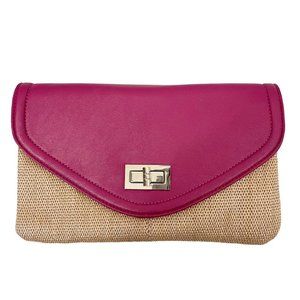 Apt. 9 NEW Berry Pink & Tan Woven Crossbody Clutch Purse 10x6